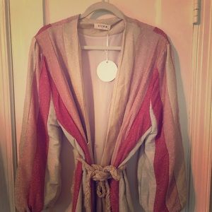 Vici Collection Rainbow Shimmer Tie Robe Dress